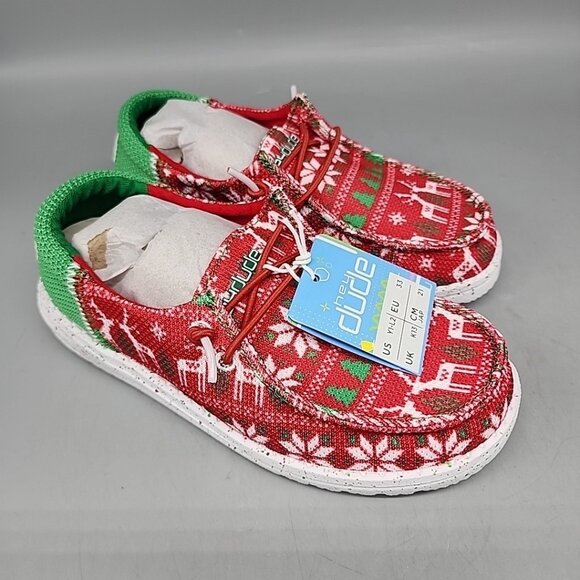 NWT Hey Dude Wendy Youth Jolly Jingle Slip on Lightweight Loafers Size Y1 - L2 - Picture 1 of 4